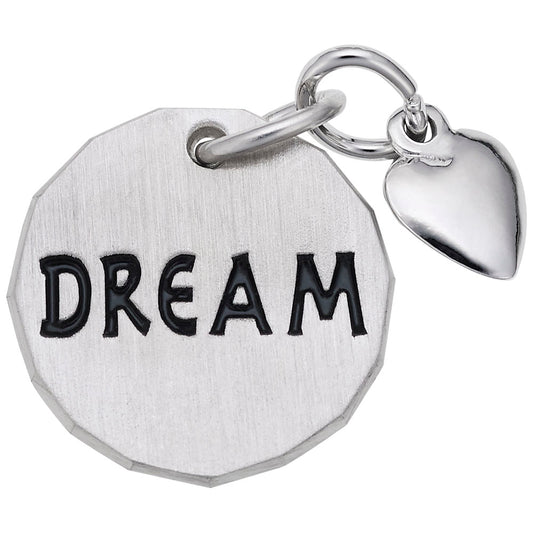 Dream Tag Charm with Heart Accent - Personalized Symbol Charm 8442
