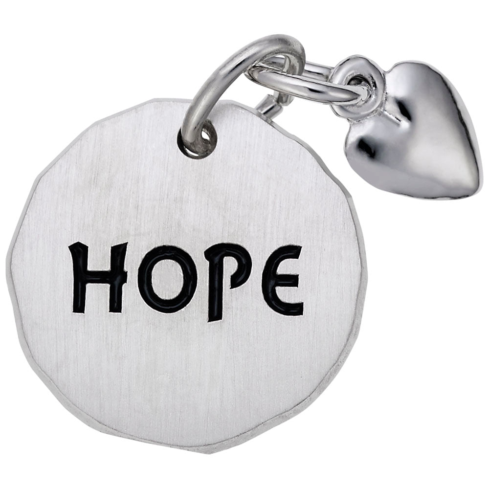 Hope Tag Charm with Heart Accent for Charitable Causes 8444