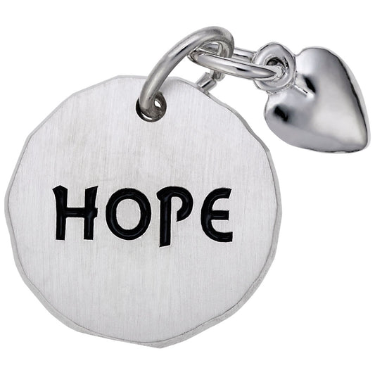 Hope Tag Charm with Heart Accent for Charitable Causes 8444