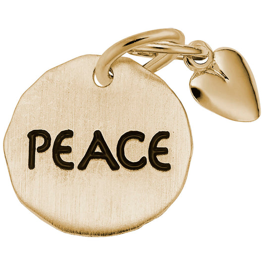 Peace Tag Charm with Heart Accent - Symbol of Love & Harmony 8445