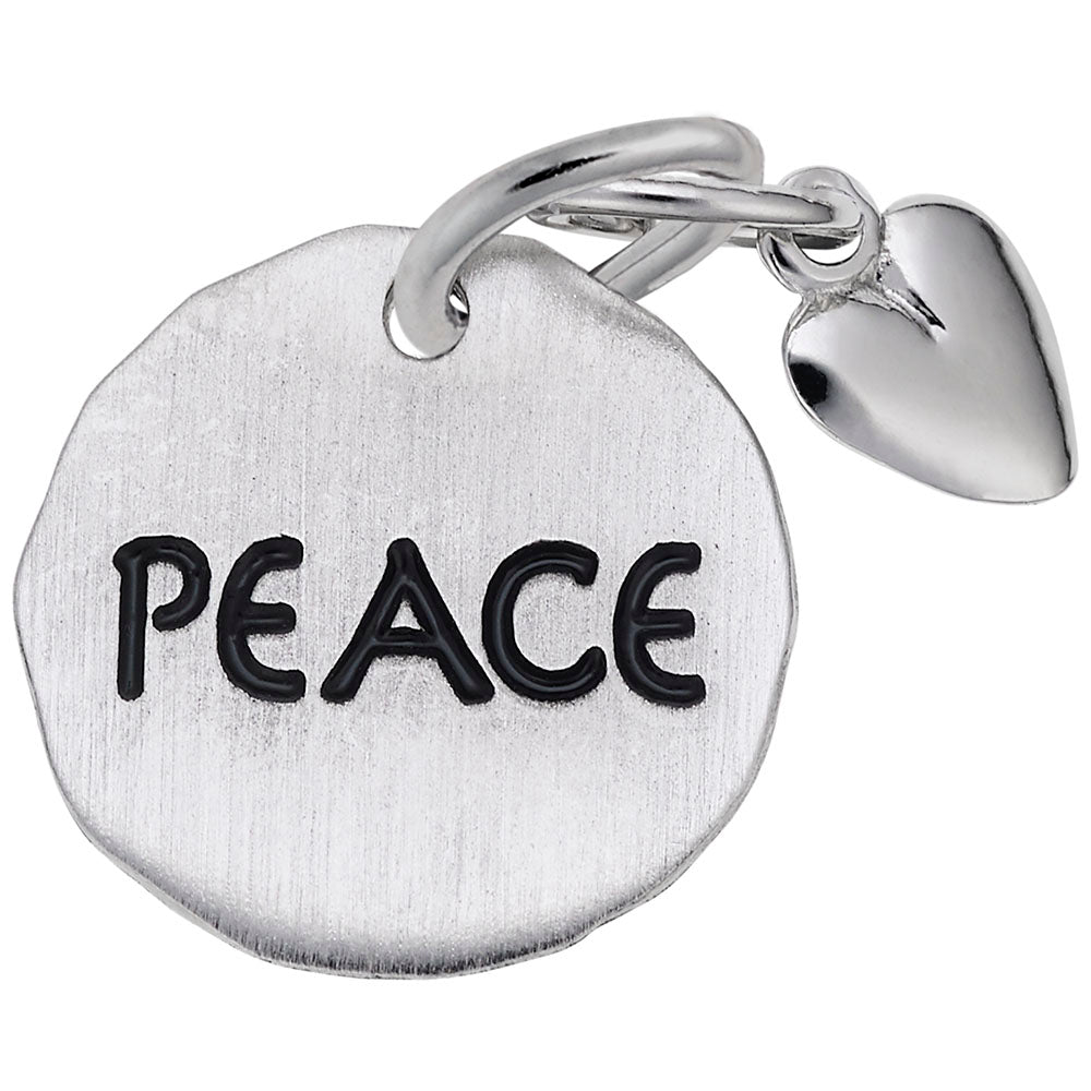 Peace Tag Charm with Heart Accent - Symbol of Love & Harmony 8445