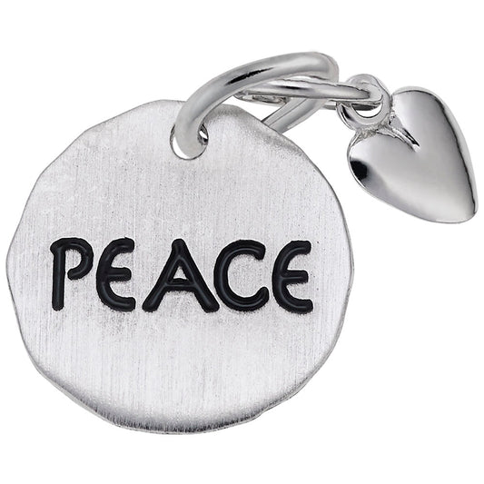 Peace Tag Charm with Heart Accent - Symbol of Love & Harmony 8445