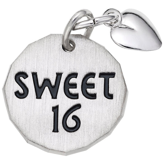 Sweet Sixteen Heart Accent Charm - Personalized Disc Tag Gift 8446