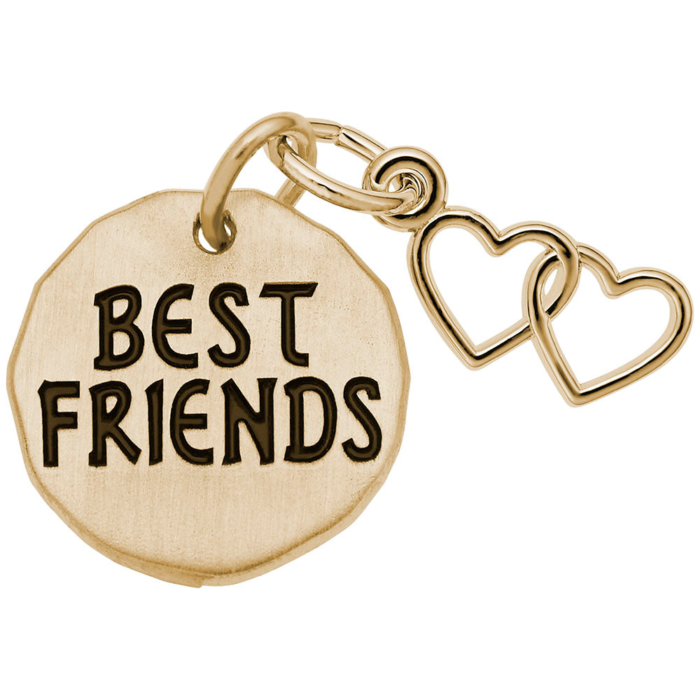 Best Friends Tag Charm with Two Open Hearts - Friendship Jewelry 8447
