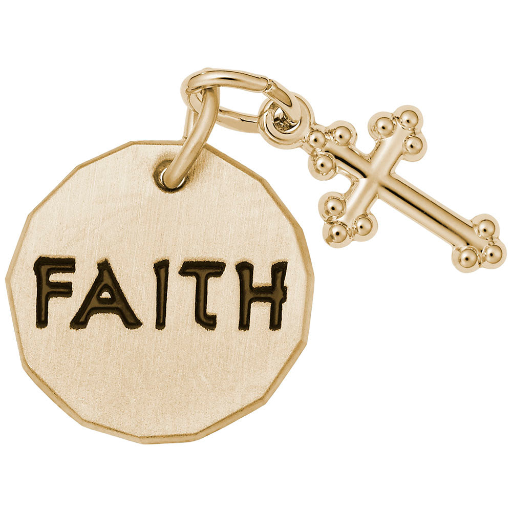 Faith Tag Charm with Botonny Cross Accent - Rembrandt Charms 8448