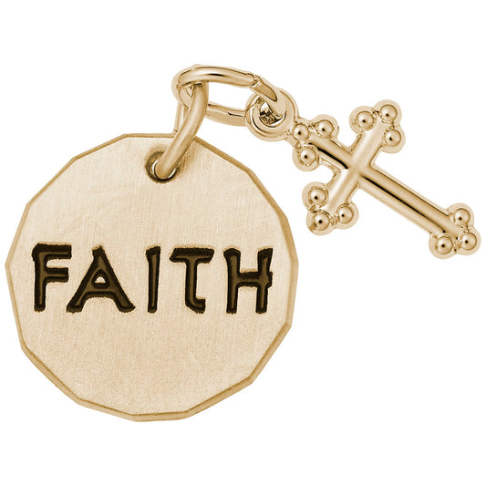 Faith Tag Charm with Botonny Cross Accent - Rembrandt Charms 8448