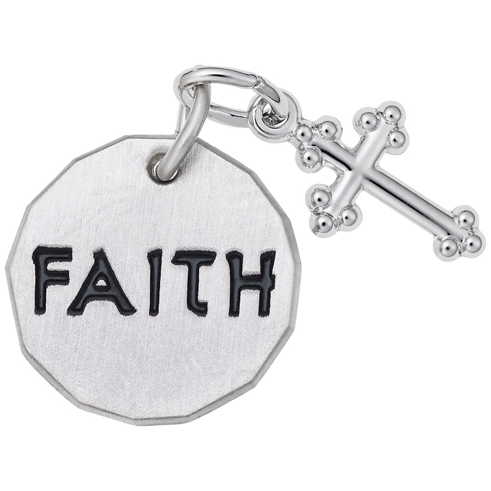 Faith Tag Charm with Botonny Cross Accent - Rembrandt Charms 8448