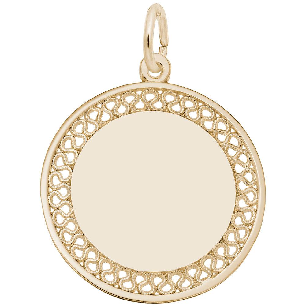 Large Filigree Disc Charm - Elegant Jewelry for Personalization 8467
