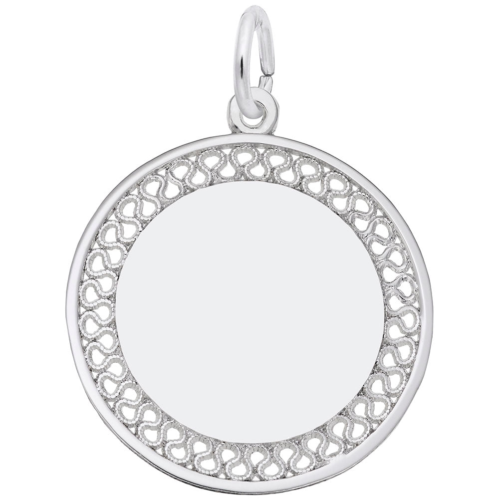 Large Filigree Disc Charm - Elegant Jewelry for Personalization 8467