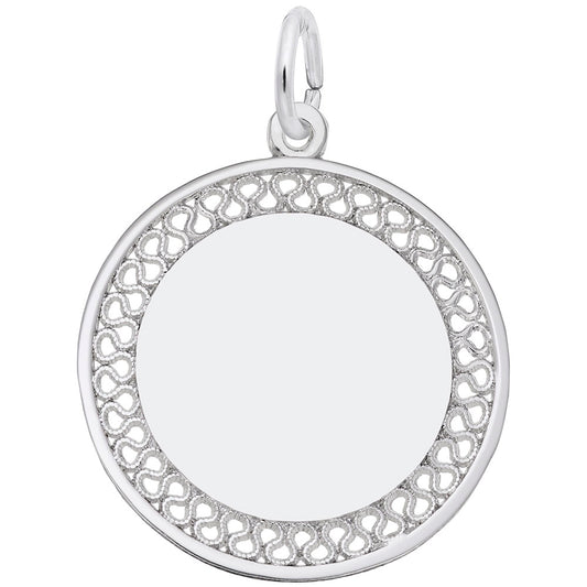 Large Filigree Disc Charm - Elegant Jewelry for Personalization 8467