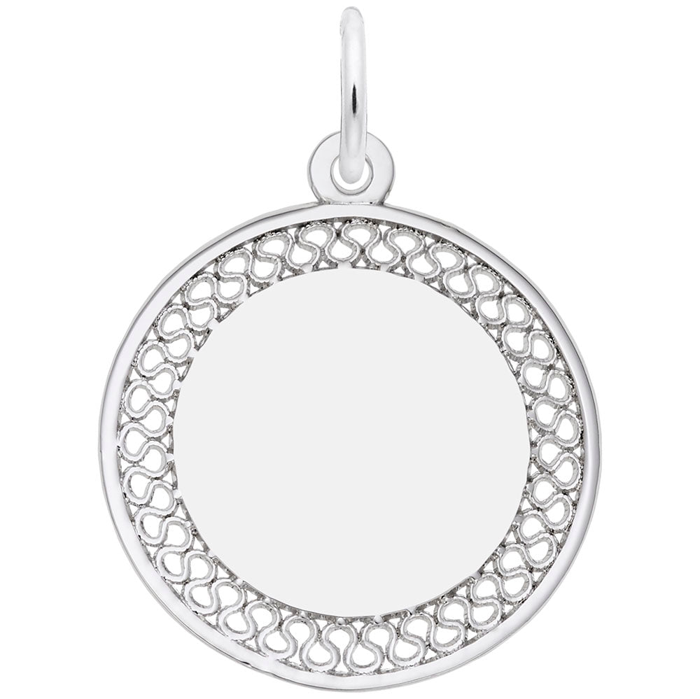 Medium Filigree Disc Charm - Elegant Silver Jewelry Accessory 8468