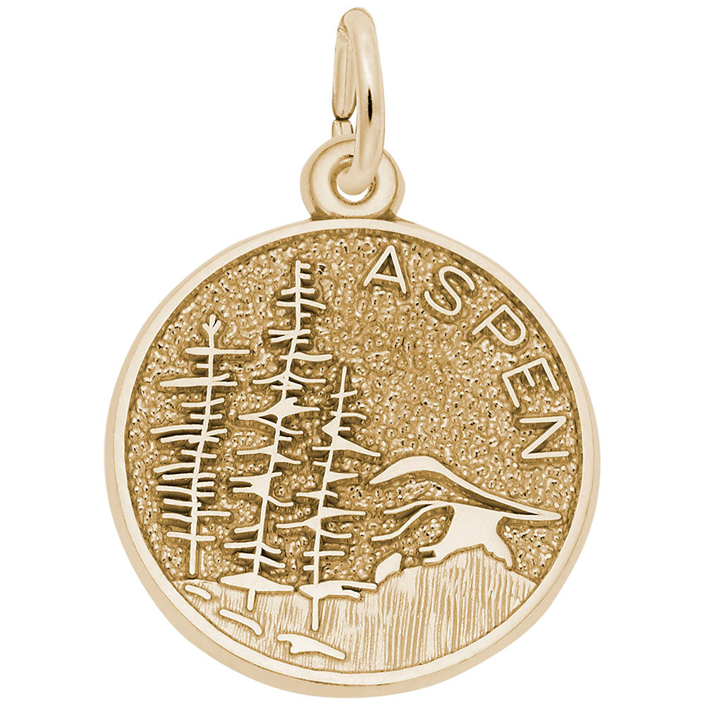 Aspen Mountain Scene Charm - Travel Souvenir Jewelry for Adventurers 8470