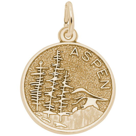 Aspen Mountain Scene Charm - Travel Souvenir Jewelry for Adventurers 8470