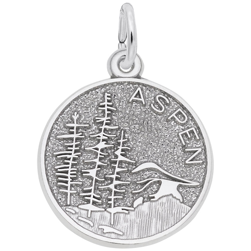 Aspen Mountain Scene Charm - Travel Souvenir Jewelry for Adventurers 8470