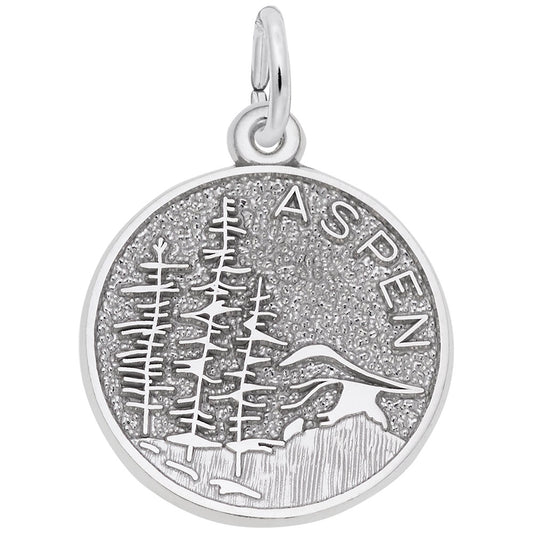 Aspen Mountain Scene Charm - Travel Souvenir Jewelry for Adventurers 8470