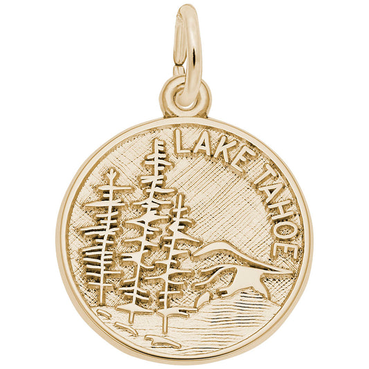 Mountain Scene - Lake Tahoe Charm 14K Yellow Gold