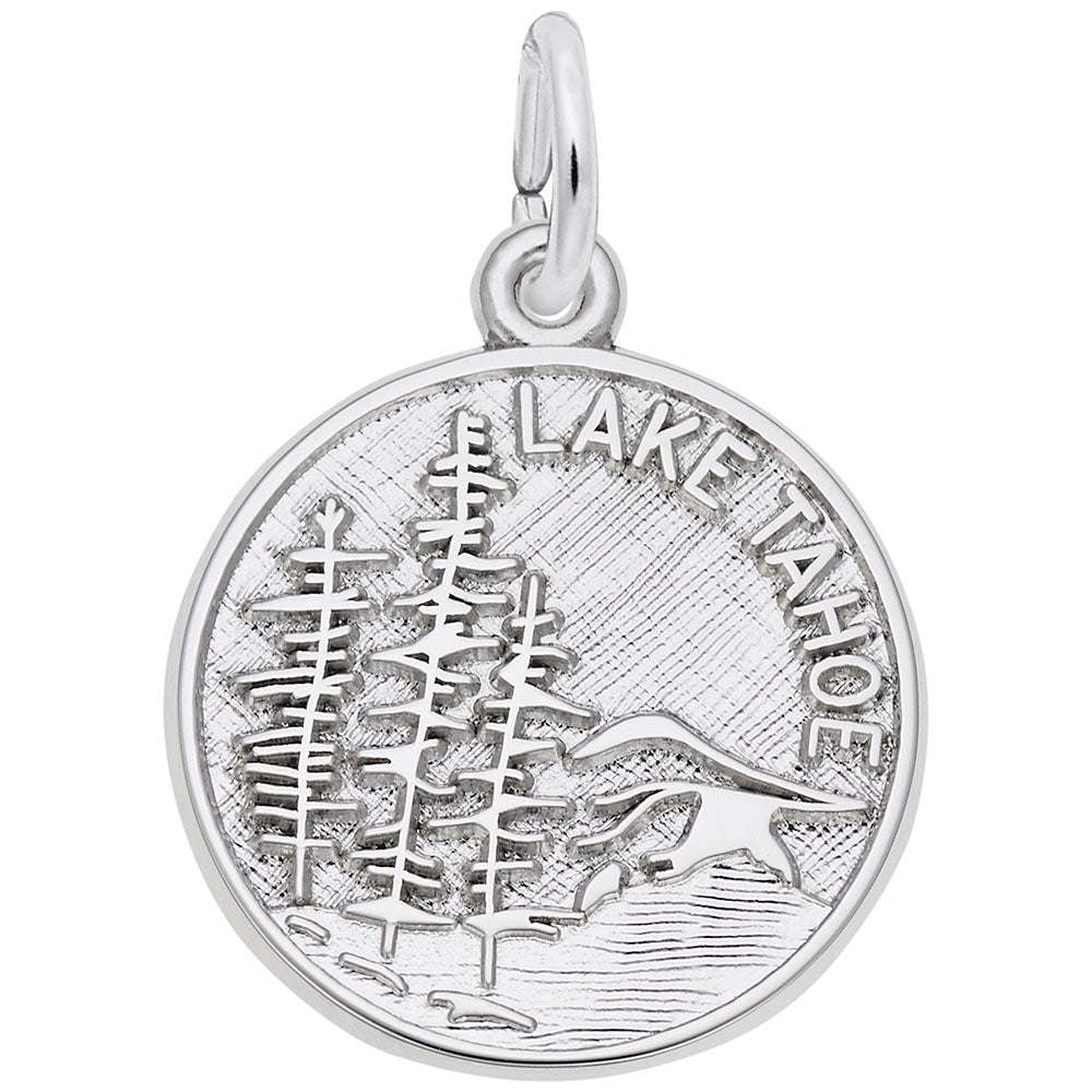 Lake Tahoe Mountain Scene Charm - Travel Souvenir Jewelry 8477