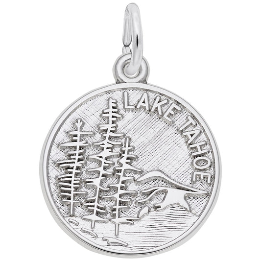 Lake Tahoe Mountain Scene Charm - Travel Souvenir Jewelry 8477