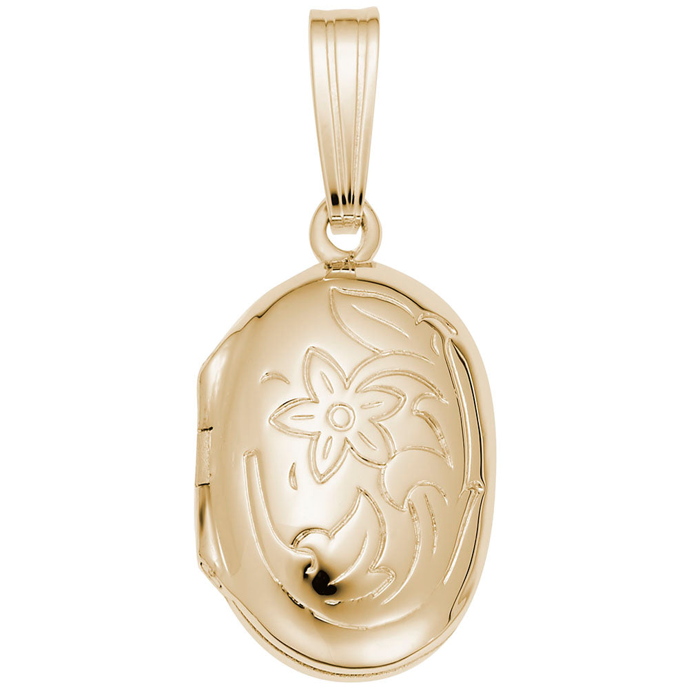 Personalized Oval Flower Design Locket Charm for Keepsakes 8601