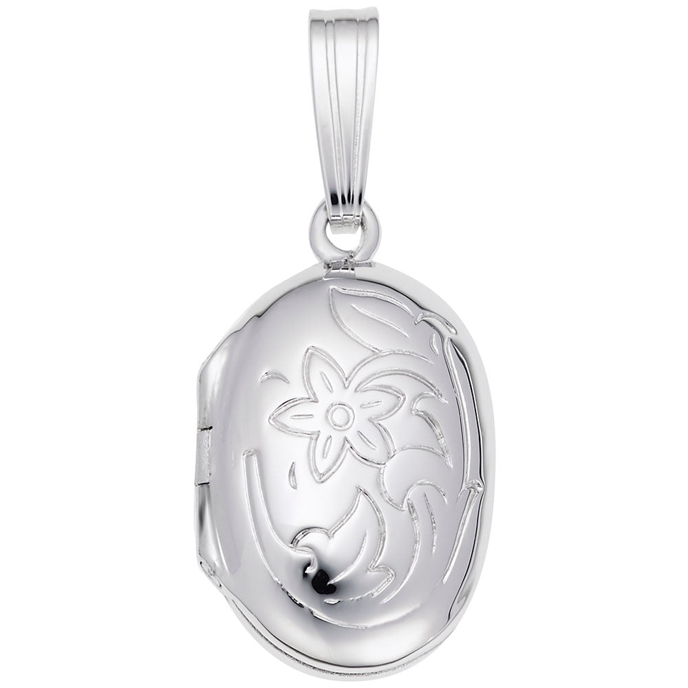 Personalized Oval Flower Design Locket Charm for Keepsakes 8601