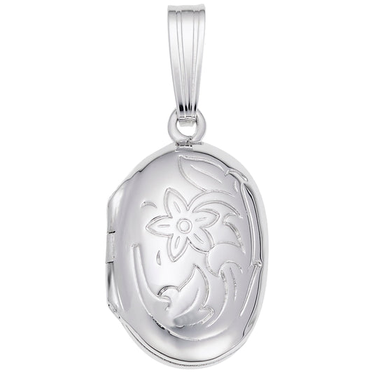 Oval with Flower Design Locket Charm