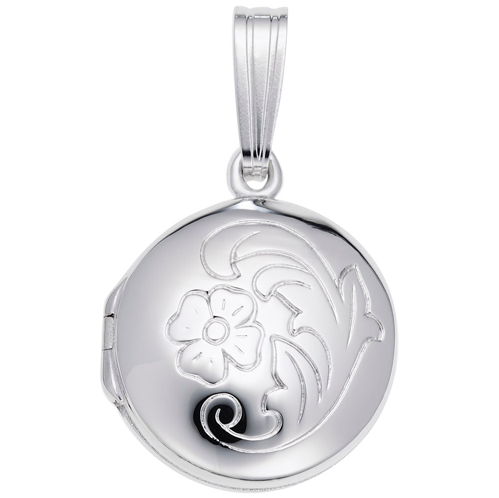 Personalized Circle Flower Design Locket Charm for Keepsakes 8603