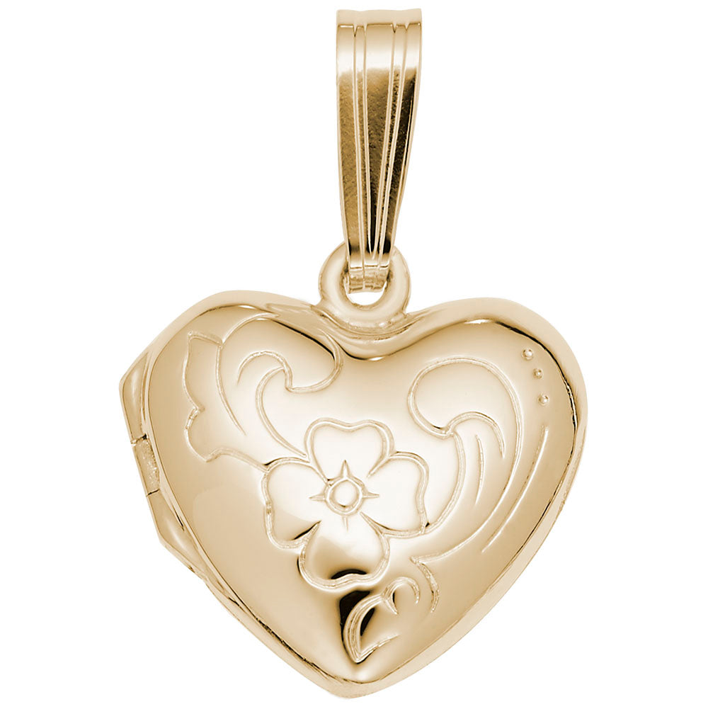 Personalized Heart Flower Design Locket Charm for Keepsakes 8605