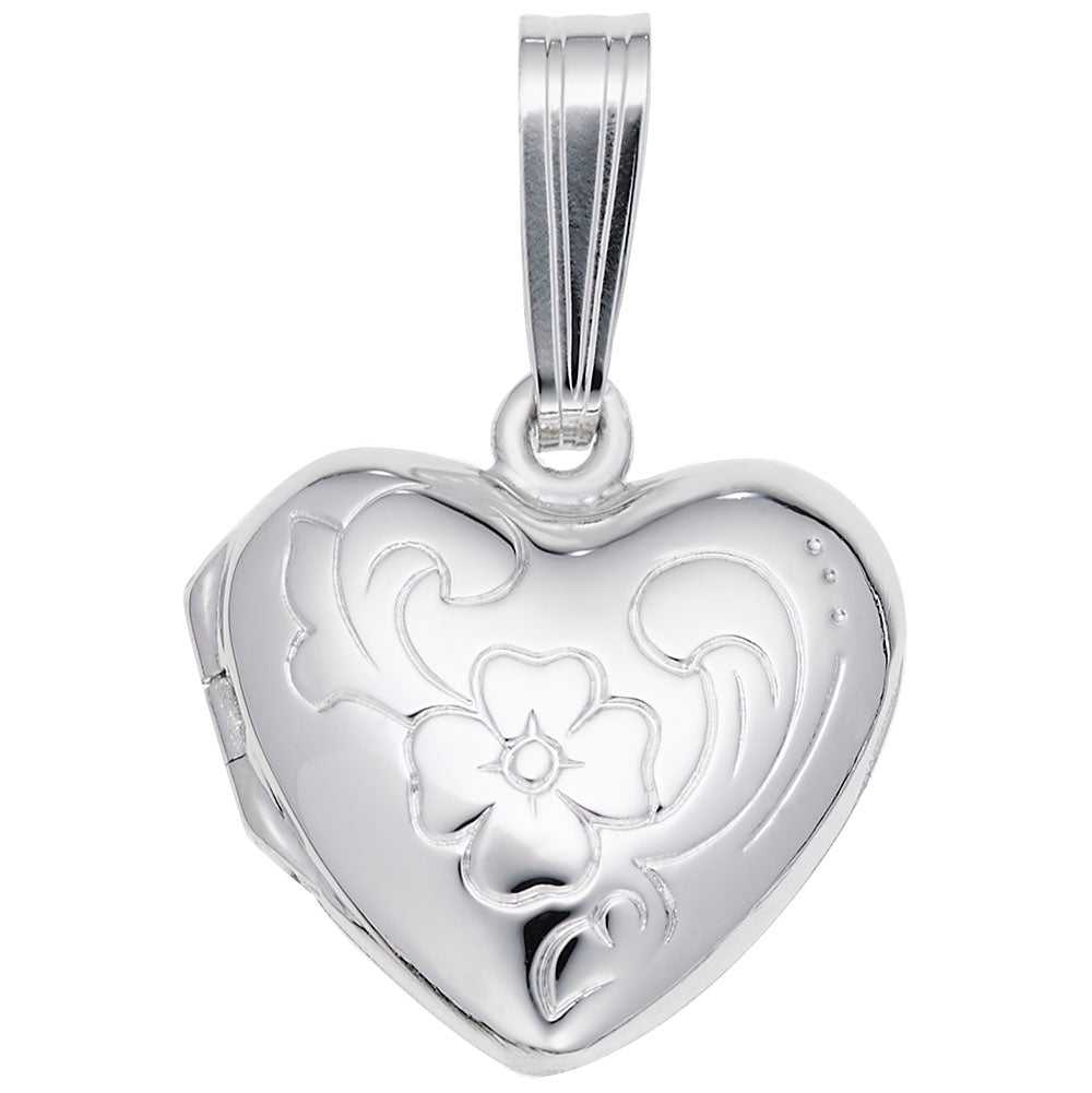 Personalized Heart Flower Design Locket Charm for Keepsakes 8605