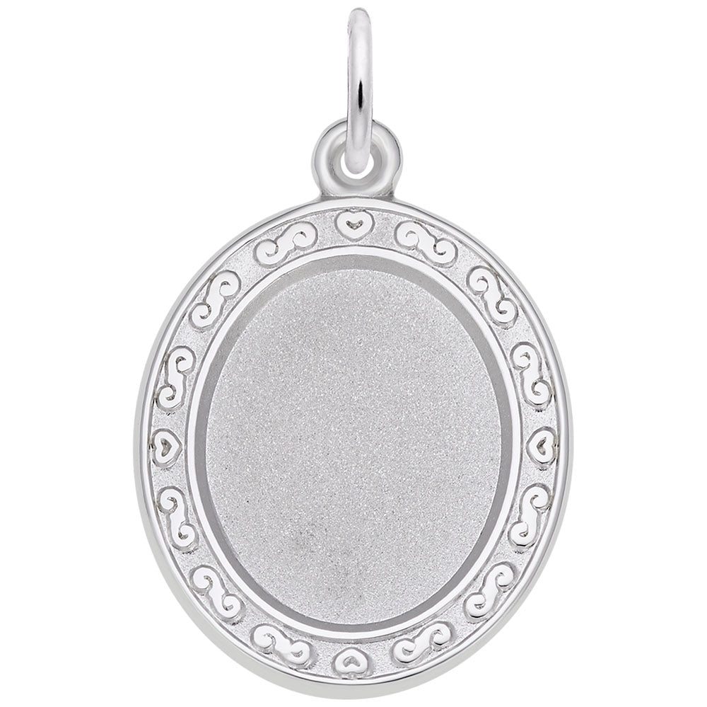 Custom Oval Scroll Photo Art Charm - Personalized Keepsake Jewelry 8612