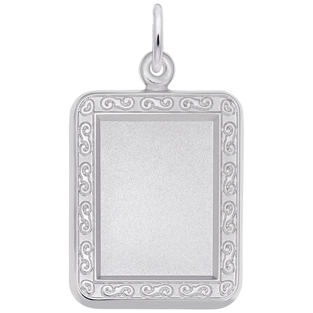 Personalized Vertical Rectangle Scroll Photo Art Charm - Customizable 8614