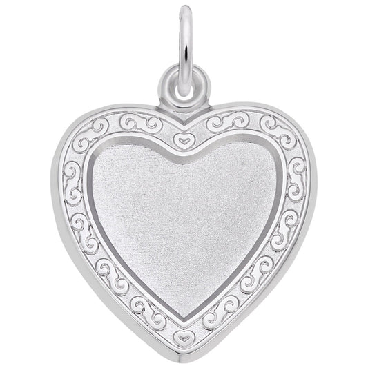Heart Scroll Photo Art Charm - Customizable Keepsake Jewelry 8616