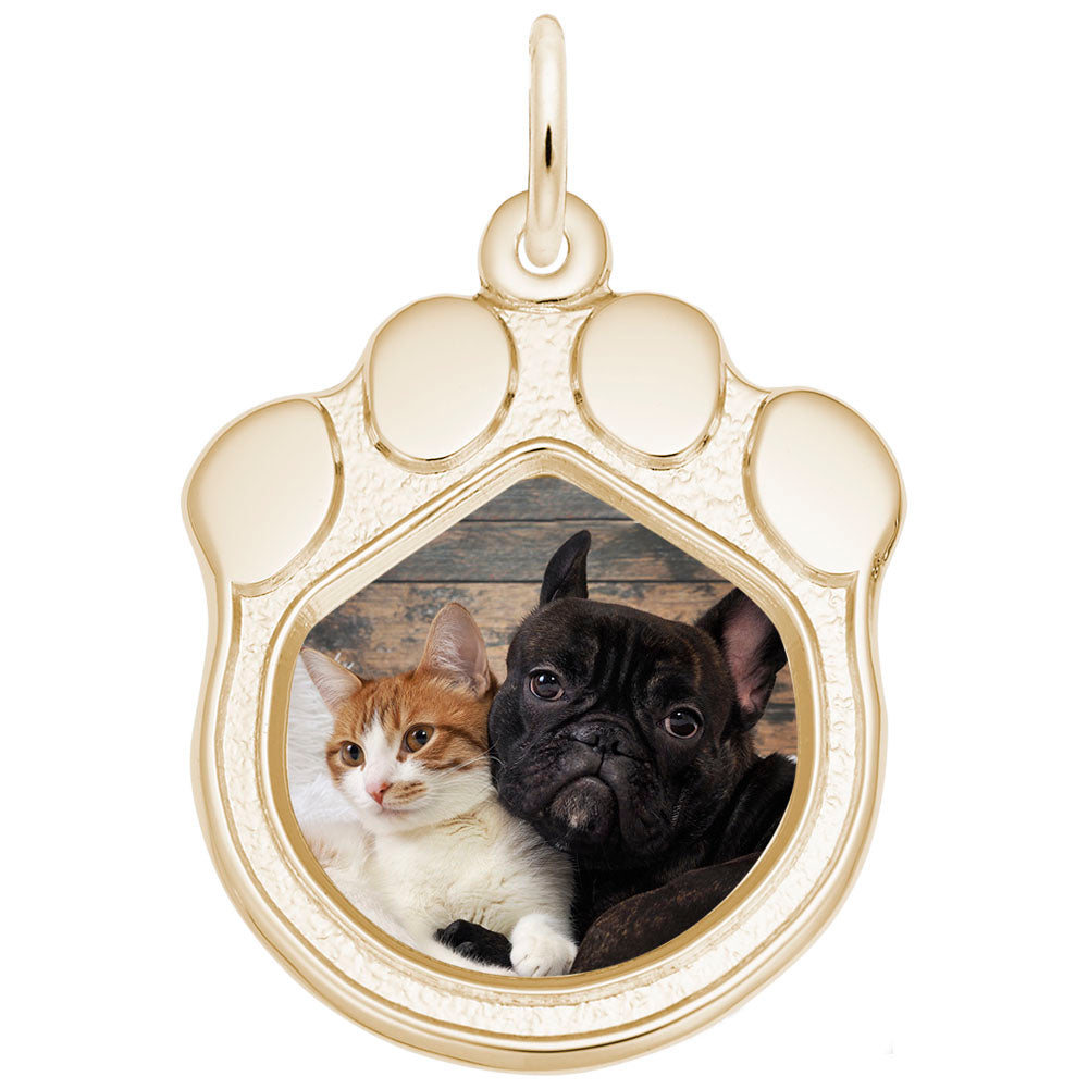Paw Print Photo Art Charm - Customizable Pet Memory Keepsake 8620