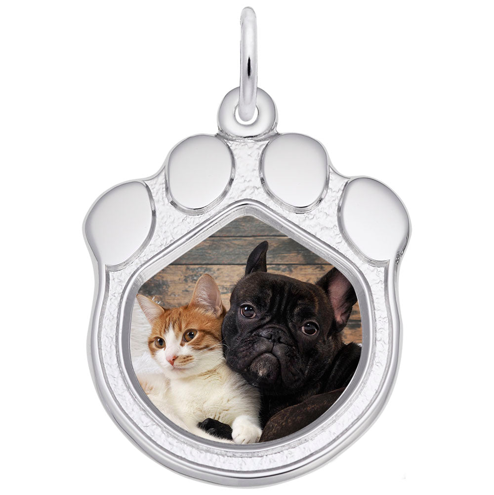 Paw Print Photo Art Charm - Customizable Pet Memory Keepsake 8620