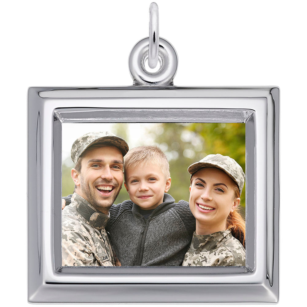 Personalized Large Horizontal Rectangle Photo Art Charm - Customizable 8624