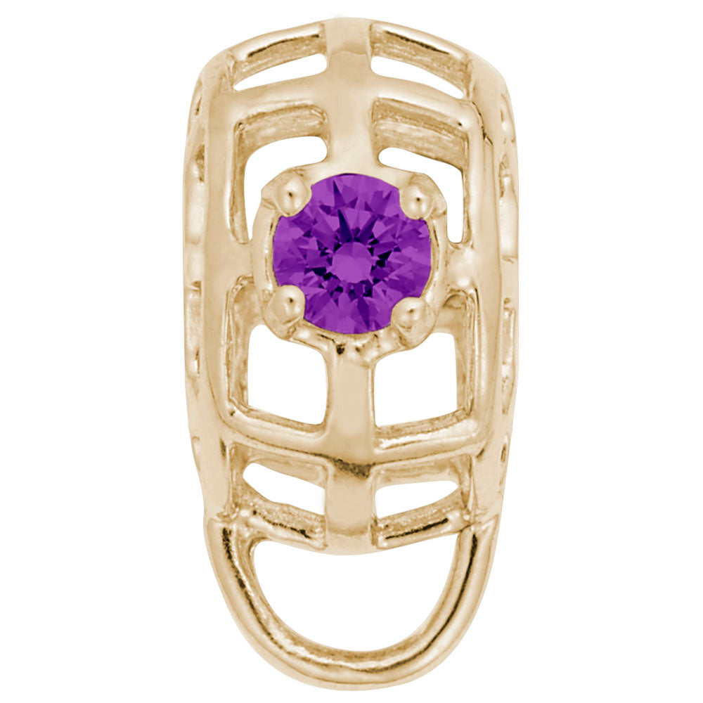 February Birthstone Caged Stone Charm Drop Bead Bracelet 9181-002