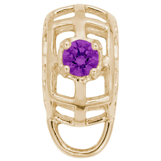 February Birthstone Caged Stone Charm Drop Bead Bracelet 9181-002