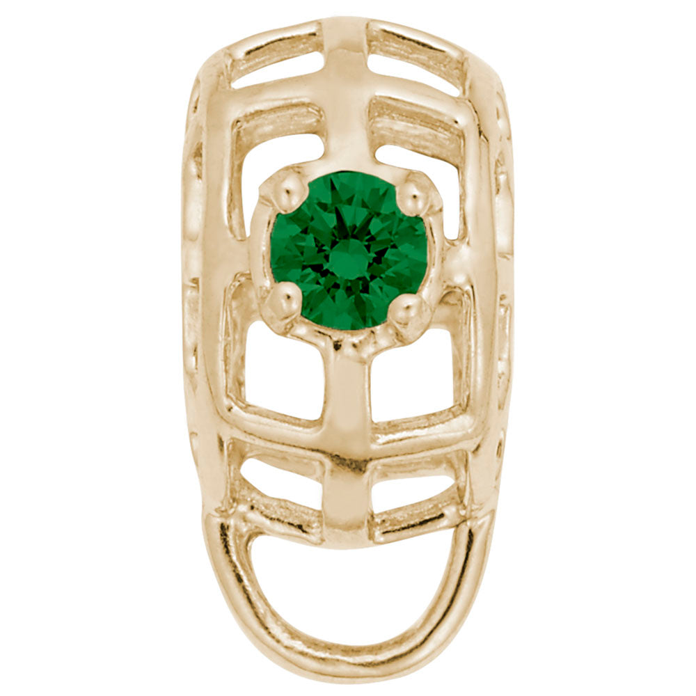 May Birthstone Caged Stone Charm Drop Bead Bracelet for Women 9181-005