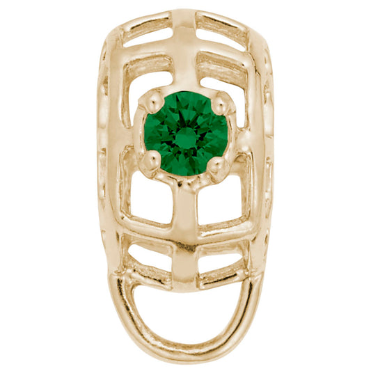 May Birthstone Caged Stone Charm Drop Bead Bracelet for Women 9181-005