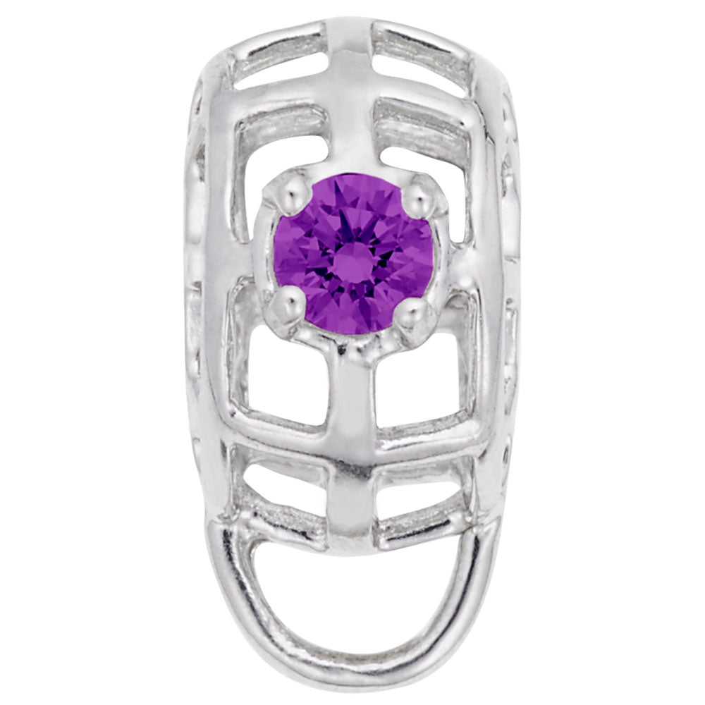 February Birthstone Caged Stone Charm Drop Bead Bracelet 9181-002