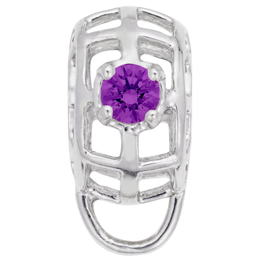 February Birthstone Caged Stone Charm Drop Bead Bracelet 9181-002
