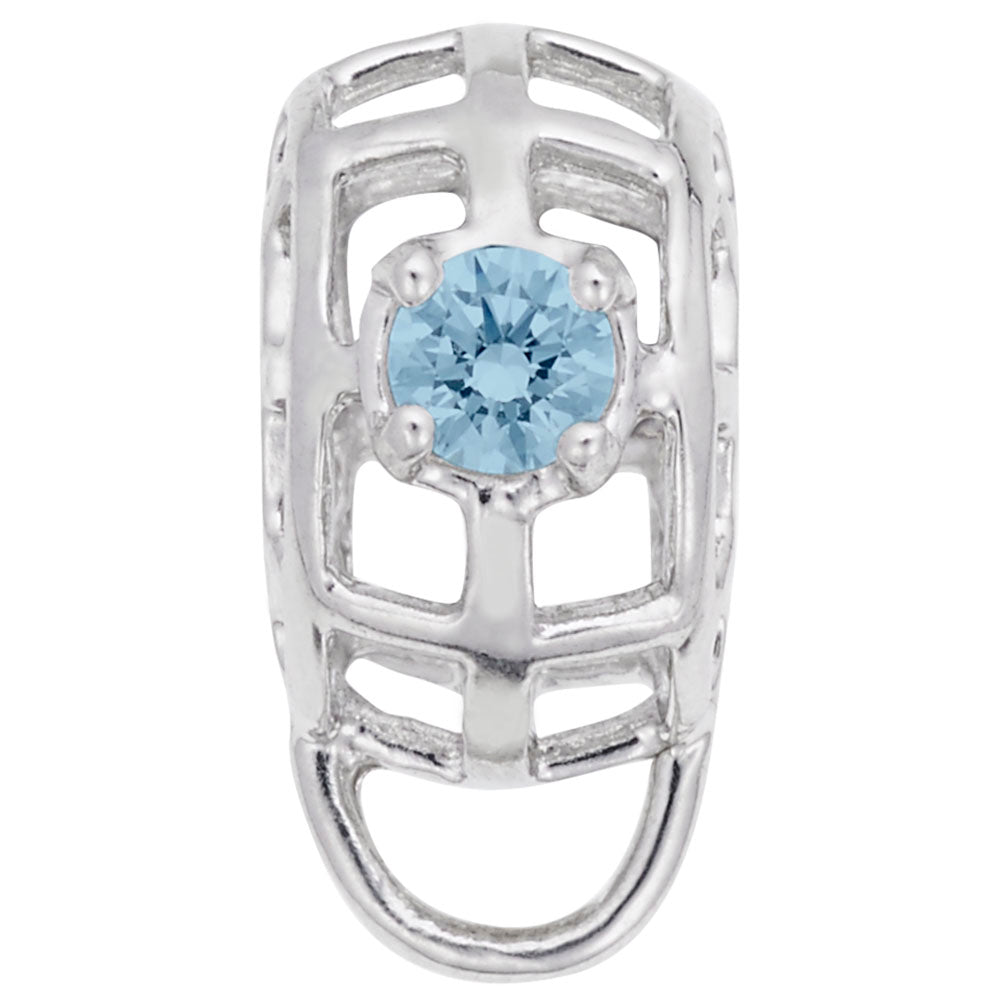 March Birthstone Caged Stone Charm Drop Bead Bracelet for Women 9181-003