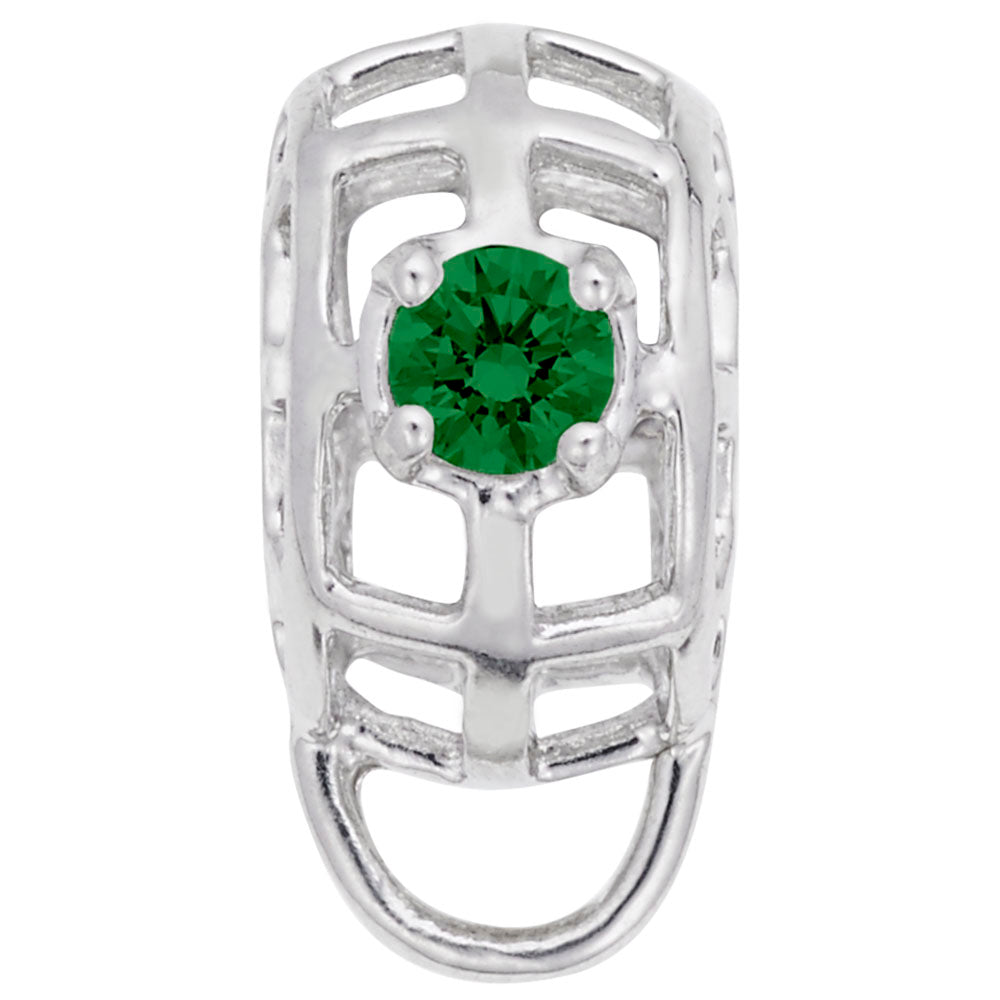May Birthstone Caged Stone Charm Drop Bead Bracelet for Women 9181-005