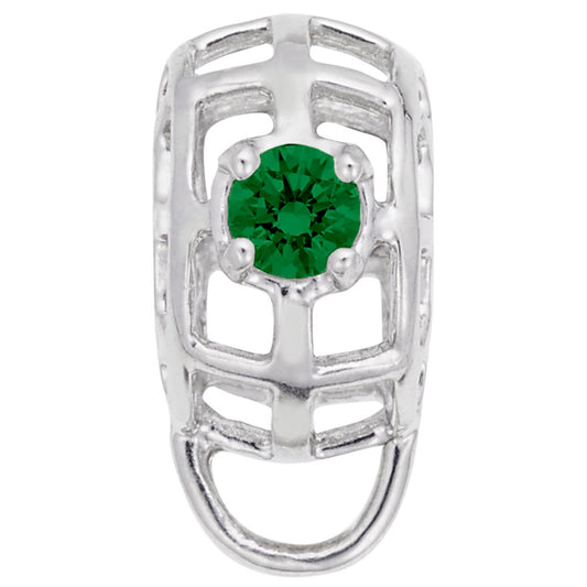May Birthstone Caged Stone Charm Drop Bead Bracelet for Women 9181-005