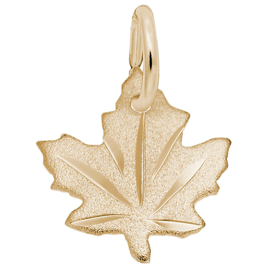 Maple Leaf - Satin Charm 14K White Gold