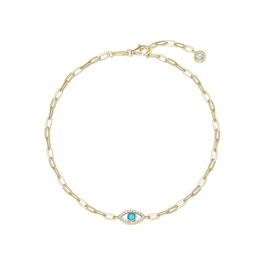 Lafonn Evil Eye Paperclip Anklet