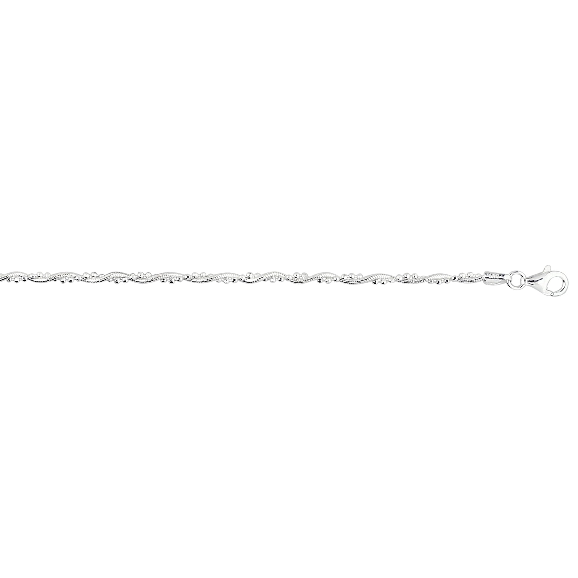 Royal Chain Silver Twisted Bead Anklet AGANK126