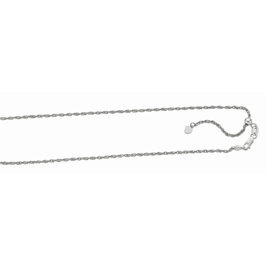 Royal Chain Silver 1.5mm Adjustable Rope Chain AGAROY035