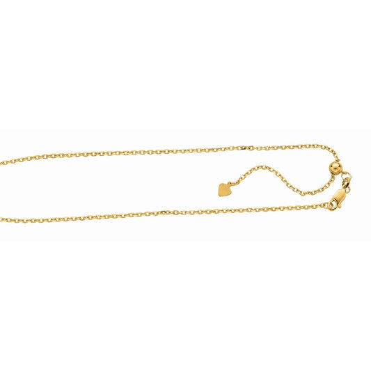 Royal Chain Silver 1.8mm Adjustable Yellow Cable Chain AGAYCB050