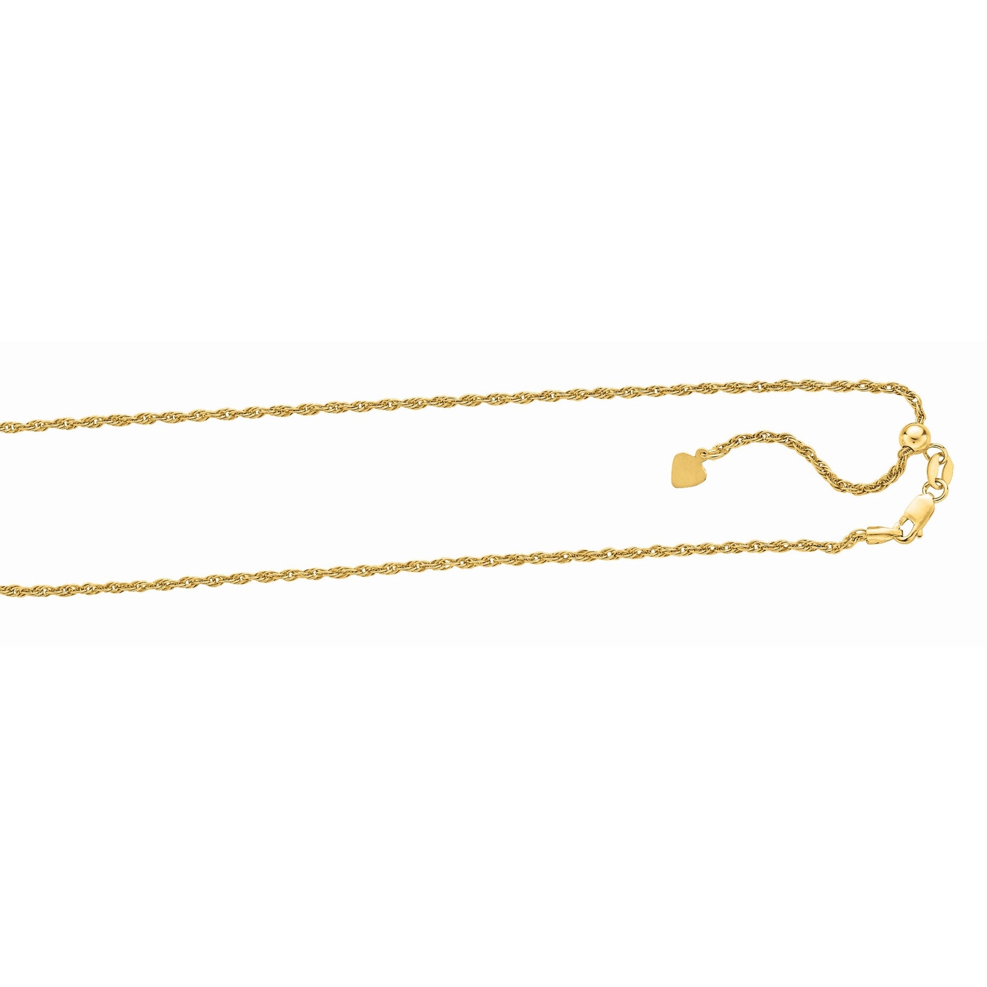 Royal Chain Silver 1.5mm Adjustable Yellow Rope Chain AGAYRY035