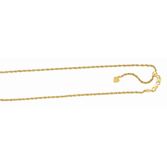 Royal Chain Silver 1.5mm Adjustable Yellow Rope Chain AGAYRY035